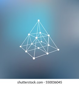 Wire frame shape. Pyramid with connected lines and dots. Vector Illustration