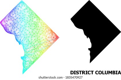 Wire frame and solid map of District Columbia. Vector model is created from map of District Columbia with intersected random lines, and has spectral gradient.