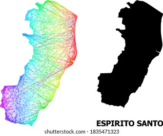 Wire frame and solid map of Espirito Santo State. Vector model is created from map of Espirito Santo State with intersected random lines, and has bright spectral gradient.