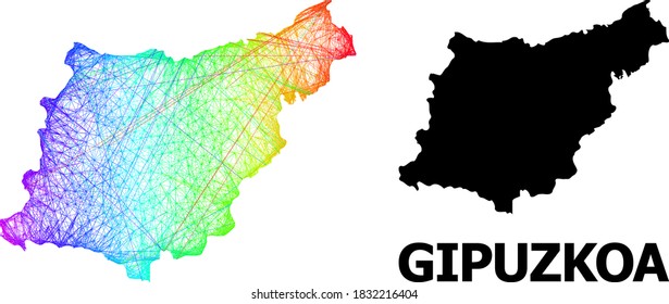 Wire frame and solid map of Gipuzkoa Province. Vector model is created from map of Gipuzkoa Province with intersected random lines, and has spectral gradient.
