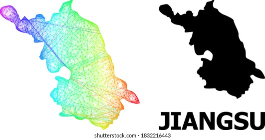 Wire frame and solid Map of Jiangsu Province. Vector model is created from Map of Jiangsu Province with intersected random lines, and has spectral gradient.