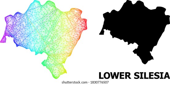Wire frame and solid map of Lower Silesia Province. Vector model is created from map of Lower Silesia Province with intersected random lines, and has spectral gradient.