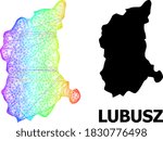 Wire frame and solid map of Lubusz Province. Vector model is created from map of Lubusz Province with intersected random lines, and has spectrum gradient.