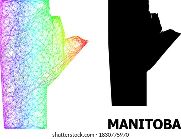 Wire frame and solid map of Manitoba Province. Vector model is created from map of Manitoba Province with intersected random lines, and has spectral gradient.
