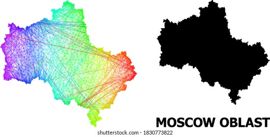 Wire frame and solid map of Moscow Region. Vector structure is created from map of Moscow Region with intersected random lines, and has bright spectral gradient.
