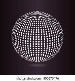 Wire frame sphere. Vector illustration.