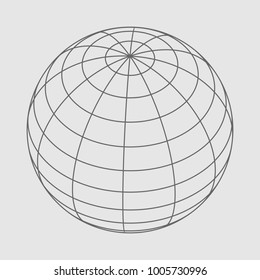 Wire frame style design. Platonic solid design. Earth globe