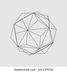 Wire frame style design. Platonic solid design.
