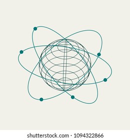 Wire frame style design. Platonic solid design. Earth globe