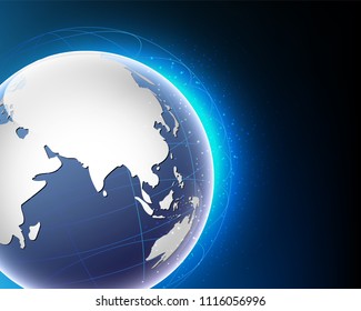 Wire frame world global internet network connection big data information technology connecting business model concepts. Vector illustration eps10