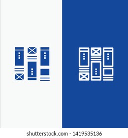 Wire framing, Sketching, Wireframe, Idea Line and Glyph Solid icon Blue banner