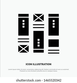 Wire framing, Sketching, Wireframe, Idea Solid Black Glyph Icon. Vector Icon Template background