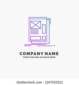 wire, framing, Web, Layout, Development Purple Business Logo Template. Place for Tagline