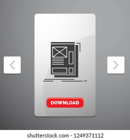 wire, framing, Web, Layout, Development Glyph Icon in Carousal Pagination Slider Design & Red Download Button