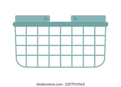 Wire grocery basket with handles semi flat colour vector object. Shopping in supermarket. Editable cartoon clip art icon on white. Simple spot illustration for web graphic design and animation