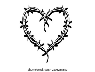 wire heart silhouette, on white