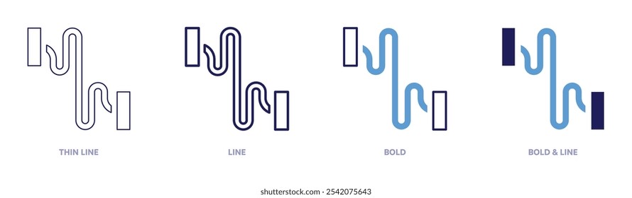 Wire icon in 4 different styles. Thin Line, Line, Bold, and Bold Line. Duotone style. Editable stroke.