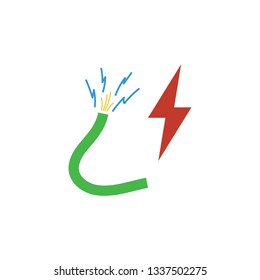 Wire icon. Flat design. Vector illustration.