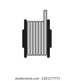 Wire icon with reel. Cord and spool.