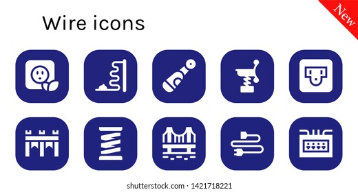 wire icon set. 10 filled wire icons.  Simple modern icons about  - Plug, Mouse, Electric, Spring, Socket, Bridge, Fuse box