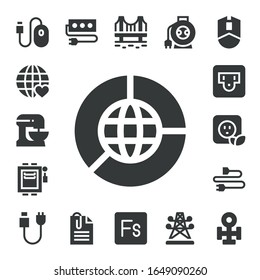 wire icon set. 17 filled wire icons.  Simple modern icons such as: Mouse, Earth grid, Beater, Electrical, Socket, Plug, Paperclip, Bridge, Fuse, Wire, Electric tower, Copper