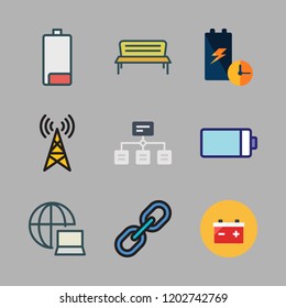 wire icon set. vector set about antenna, network, hierarchical structure and link icons set.