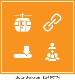 wire icon. This set with hierarchical structure, cable car cabin, link and window scrolling right vector icons for mobile and web