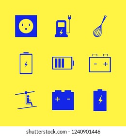 wire icon. wire vector icons set electric outlet, car charger, battery and car battery