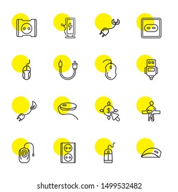 wire icons. Editable 16 wire icons. Included icons such as Mouse, Socket, Ironing, Plug, Hdmi, Electricity. wire trendy icons for web.