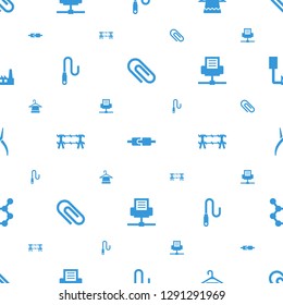 wire icons pattern seamless white background. Included editable filled clip, plug in power socket, hanger, wire fence, phone connection cable icons. wire icons for web and mobile.