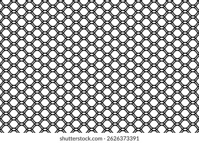 Wire or lace pattern. Black metallic or nylon mesh texture isolated on white background. Fence, fishing net, cage or lattice structure. Abstract geometric print. Vector graphic Illustration.
