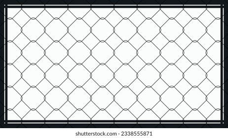 Wire mesh design illustration, like fence with black frame isolated on white background. Can be used for decoration or backdrop