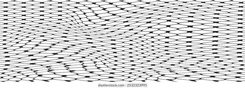 Wire mesh fence pattern. Diamond wire mesh illustration (Horizontal). Geometric mesh. Geometric mesh on white background.eps10