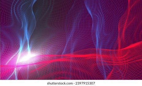 Wire mesh wallpaper with contour and light effects