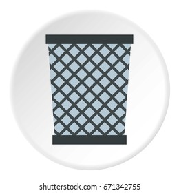 Wire metal bin icon in flat circle isolated vector illustration for web