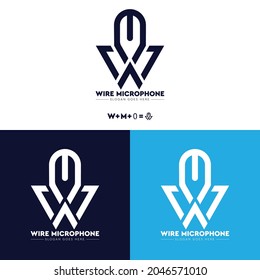 Diseño del logotipo de la letra wm del micrófono de cable