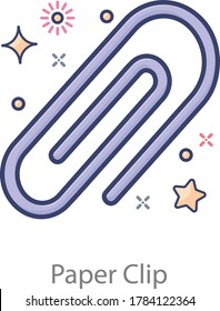 Alambre o plástico doblado para sujetar papel, vector de clip de papel 