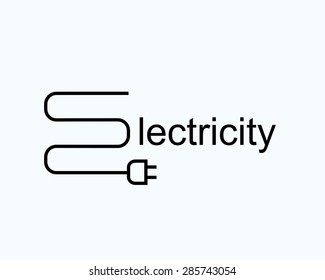 wire with the plug in the form of the letter e. symbol of electricity