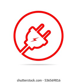 Wire plug icon in flat design. Vector illustration. Wire plug in the circle. Concept of connection and disconnection of the electricity.