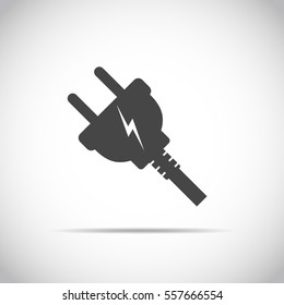 Wire plug icon. Vector illustration. Wire plug in flat design. Concept of connection and disconnection of the electricity.