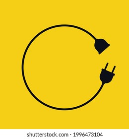 Wire plug and socket background Connection logo icon sign Idea symbol emblem Decoration concept Tech digital style Fashion print clothes apparel greeting invitation card cover flyer poster banner