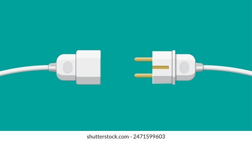 Stecker und Buchse. Das Konzept von Verbindung, Trennung, Elektrizität. Vektorillustration im flachen Stil