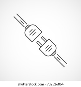 Wire plug and socket icon. Vector illustration. Plug and socket in flat design. Concept of connection and disconnection of the electricity.