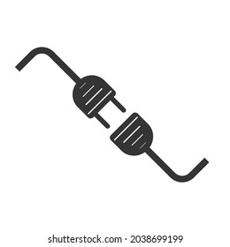 Wire plug and socket isolated. Vector black icon. Electric plug and socket in flat design