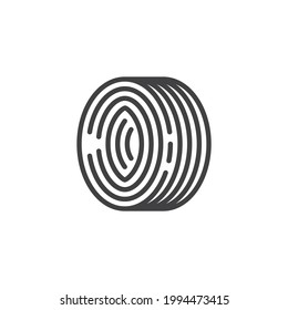 Wire reel line icon. linear style sign for mobile concept and web design. Metal steel reel outline vector icon. Symbol, logo illustration. Vector graphics