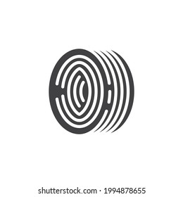 Wire reel vector icon. filled flat sign for mobile concept and web design. Metal steel reel glyph icon. Symbol, logo illustration. Vector graphics