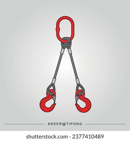 Wire Rope Sling 2 legs with hook for lifting heavy load