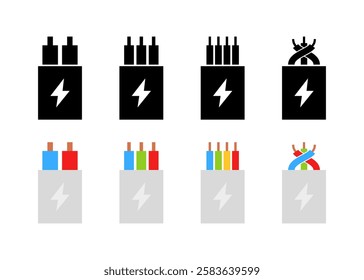 Wire set icons. Flat and silhouette style. Vector icons.