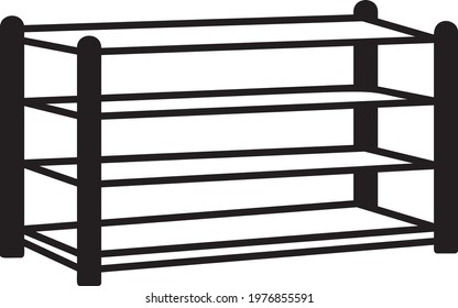 Wire Shelving Concept, Real Space 4 Tier  Shelve Or Closet Vector Icon Design, Retail Shop Equipment Symbol, Supermarket Fixtures Sign, Grocery Store Supplies Stock Illustration