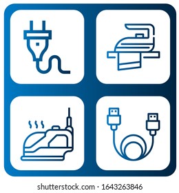 wire simple icons set. Contains such icons as Plug, Iron, Data cable, can be used for web, mobile and logo